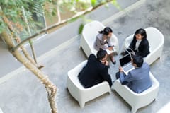 Outdoor team meeting