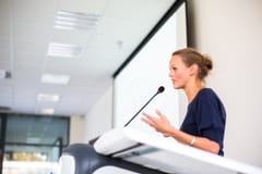 Public speaker on stage